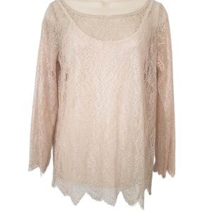 WHITE HOUSE BLACK MARKET Pearl Pullover Lace Blouse Women's XS